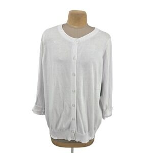 Woman Within Cardigan Women 1X White Cotton Button Front